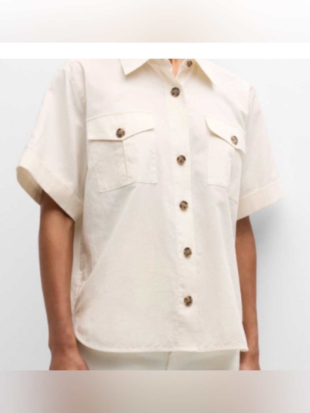 Frame Denim Cream/Off-White Button-Up Top